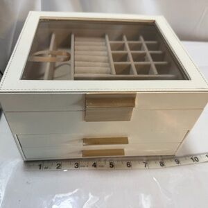 Elegant Cream Jewelry Organizer with Glass Top